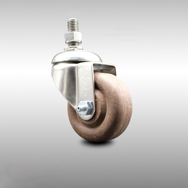 Service Caster 3 Inch 316SS High Temp Glass Filled Nylon Swivel 1/2 Inch Threaded Stem Caster SCC SCC-SS316TS20S314-GFNSHT-121315 - main